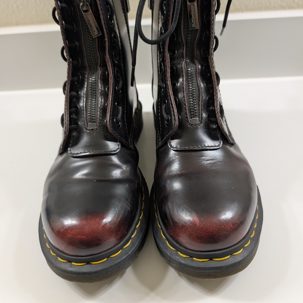 Dr. Martens 1460 Women's Pascal Leather Zipper Cherry Red Arcadia Boots - Picture 5 of 6
